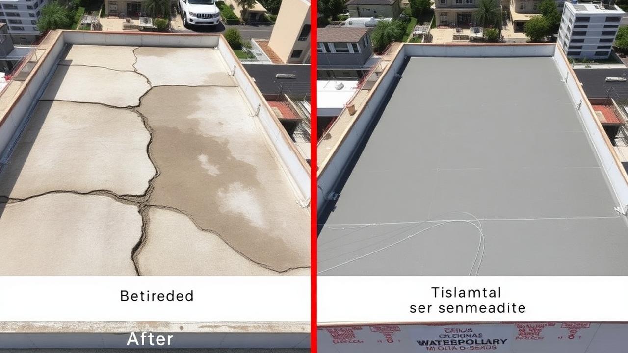 Antes e depois — Impermeabilização de laje