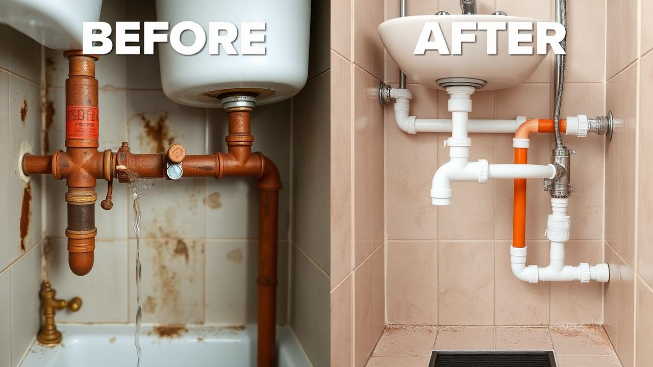 Antes e depois — Serviço hidráulico